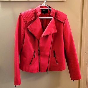 Hot Pink Faux Leather Motorcycle Jacket